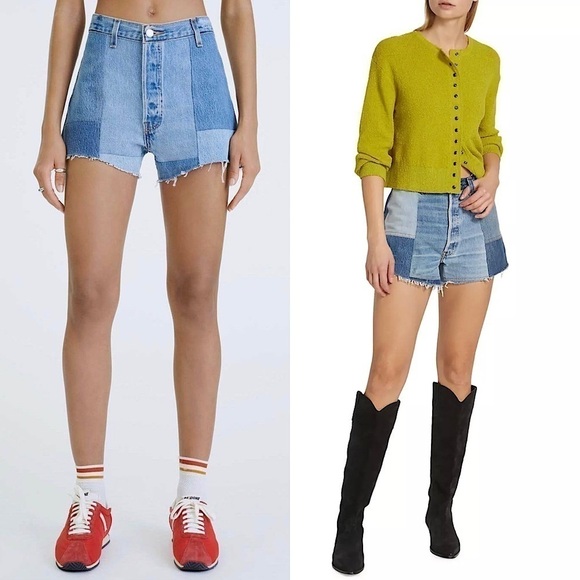 NWT RE/DONE X LEVIS High Rise Distress 70s
Patch Denim Fray Cutoff Jean Short 26 - Picture 1 of 16